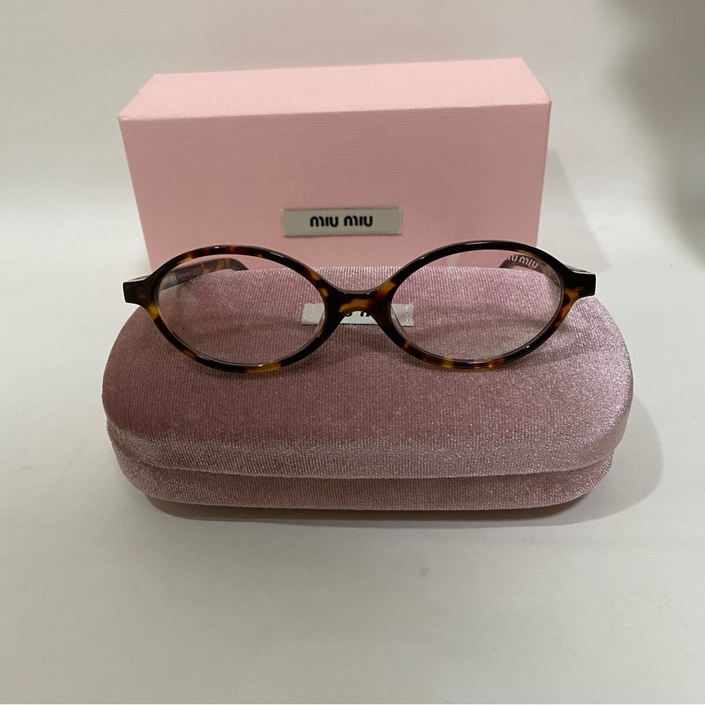 Miu Miu Tortoise Shell Glasses with Pink Velvet Case